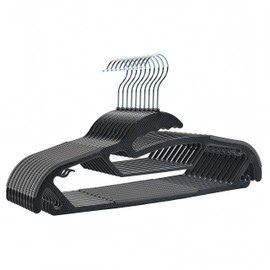 10 Pack Plastic Clothes Hangers Non-Slip | 0.2" Thickened Shirts Hanger Space Saving, Coat Pants Hangers with 360° Swivel Silver Hook for Closet Wardrobe Storage