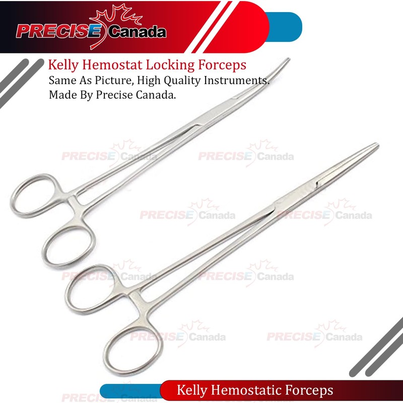 PRECISE CANADA: Kelly HEMOSTAT Forceps Straight & Curved 10" Set
