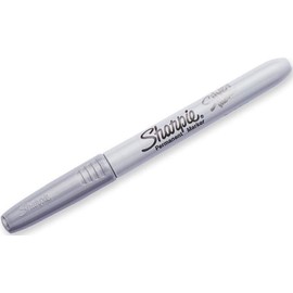 Sharpie 39109PP Metallic Permanent Markers, Fine Point, Silver, 1 Blister Pack with 4 Markers, Total of 4 Markers; Stunning Sheen Stands Out On Both Light and Dark Surfaces