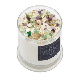 New Moon Beginnings Healing Energy Candle - Negative Energy Cleansing - Soy Aromatherapy Candle - Handmade Candle with Crystals & Herbs - Energy Healing Candle - Style of Jar: 12oz Glass Jar
