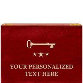 Crown Awards Corporate Key Rosewood Humidor Gift, Customize with Your Own Text Engraving