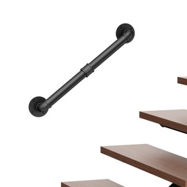 Abiglifty 2FT Pipe Handrail, Hand Rails for Indoor Stairs, Stair Railing Indoor, Grab Bars for Wall, Outdoor Handrails for Exterior Steps, Elderly Safety Handle for Stairs Porch Bathroom (Black,60cm)