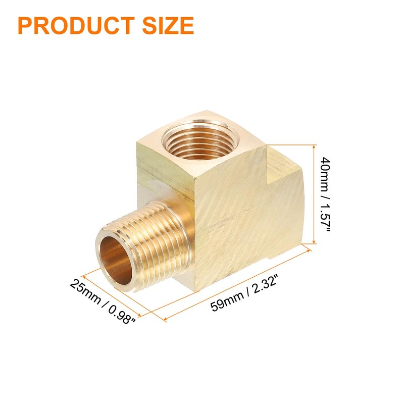 sourcing map Brass Tee Pipe Fitting, 1/2" NPT 3 Way