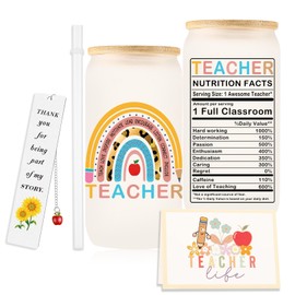 Teacher Gifts for Women, Teacher Appreciation Gifts for Women, Teacher Glass Gift for Teacher, Teacher Birthday Assistant Gifts (Best Teacher Ever-g06-ca)