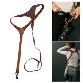 Leather Cameras Straps, Adjustable Shoulder Strap Single Shoulder Leather Harness Multi Camera Gear for Photographers Leather Camera Strap for One Camera (Right Shoulder)