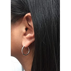 Sterling Silver 2x20 MM Plain Hoop Earrings .925 Stamped, Metal
