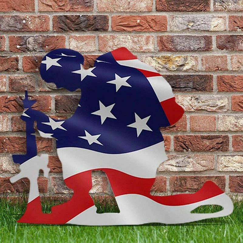Soldier Silhouette Ornaments Independence Day Garden Art for Lawn Outdoor
