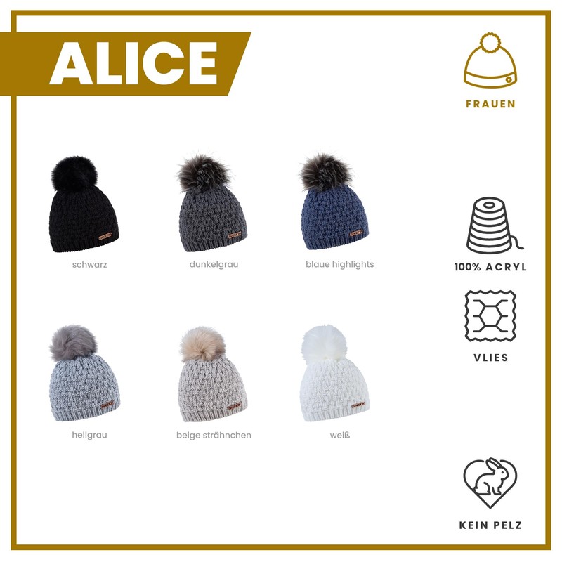 SABBOT Chic Women's Hat with Fur Bobble Fleece Lining Winter