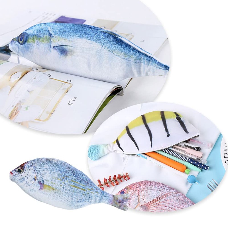 WSHuayee Fish Shape Pen Bag, Zipper Pencil Case, Creative Pencil