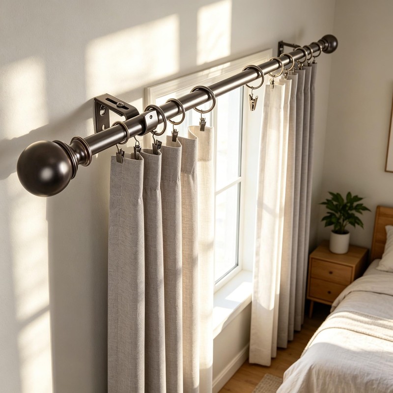 Curtain Rings with Hooks 14 Pack - Rustproof Metal Drapery