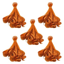 DICOSMETIC 5Pcs Doll Hair Wig 15cm Curly Short Dolls Hair High Temperature Fiber Dolls Hairs Weft Extensions Chocolate Faux Hairs Replacement for Doll Making Kits Arts Supplies