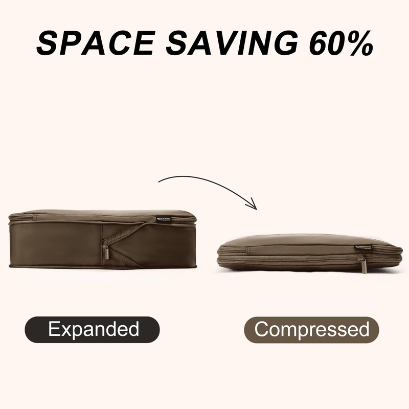 6 Set Compression Packing Cubes for Travel Essentials, Luggage Organizers