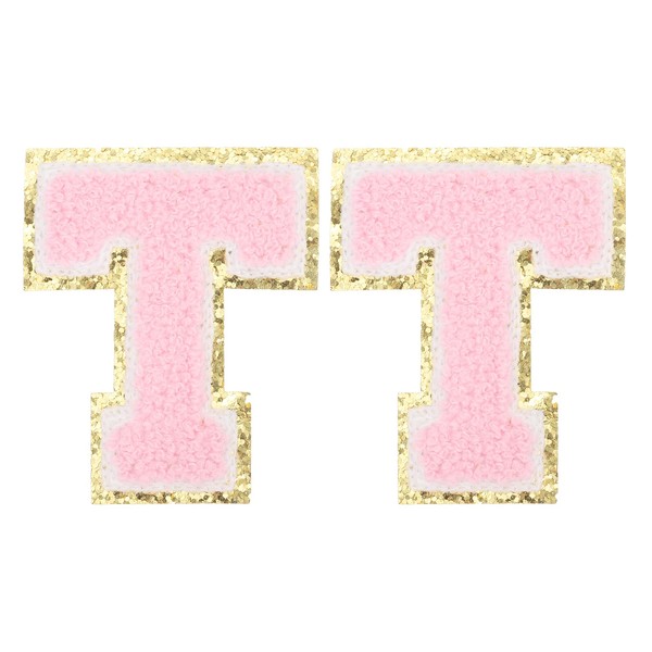PATIKIL 2 Pcs Iron on Letter Patches, Chenille Glitters Letter