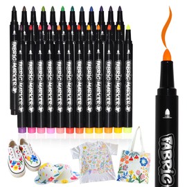 24 Textile Markers, Permanent, Machine Washable (30 °C), Fabric Paint Pens for T-Shirts, Bags, Hats & DIY Crafts, Highly Pigmented, Safe and Quick Drying