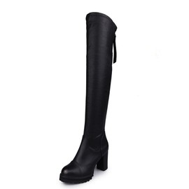 [Banlan] NOMSOCR Women's Boots, Long Boots, Thick Heels, Knee-High Boots, Cosplay Shoes, Cosplay Boots, Stretch Boots, Long Boots, Low Heel, Leg Slimmer, Shoes, Beautiful Legs, Autumn, Winter, Black,