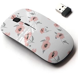 2.4G Wireless Mouse with Cute Pattern Design for All Laptops and Desktops with Nano Receiver - Poppy Flowers Floral