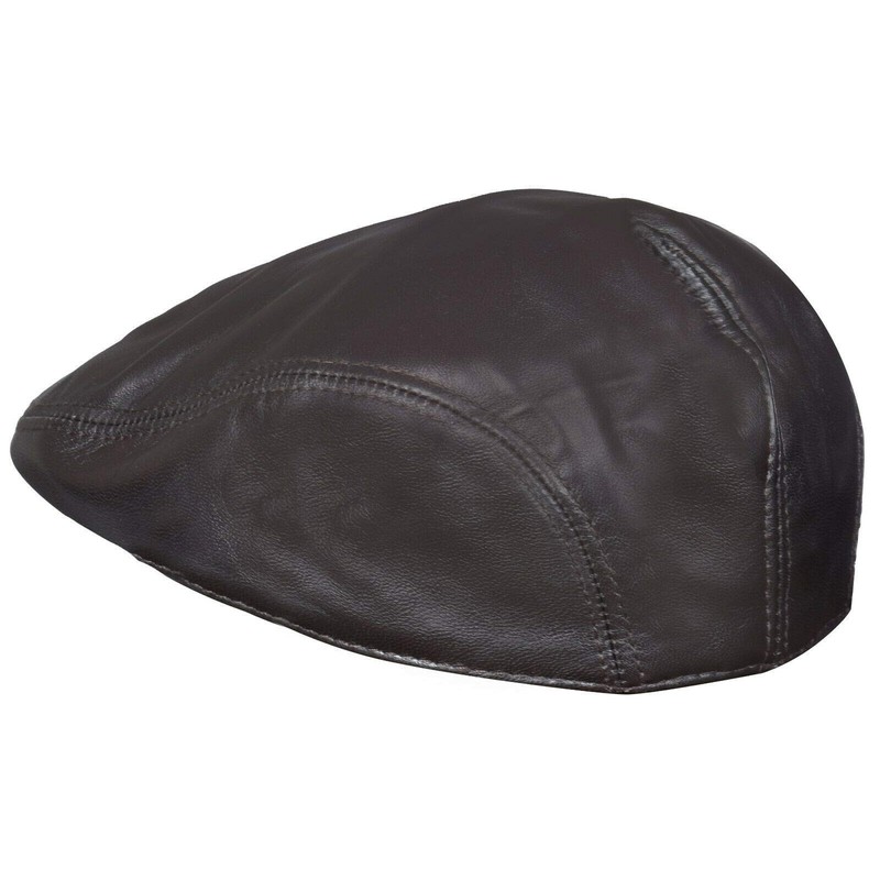 Men's Brown Real Soft Leather Ivy Beret Newsboy Gatsby Golf