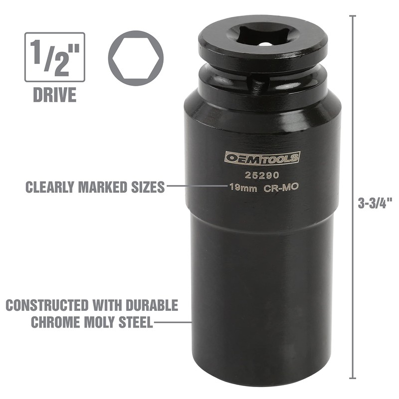 OEMTOOLS 25290 19mm Crank Bolt Socket, Heavy Duty Harmonic Balancer