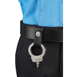 JAY-PEE Tactical Leather Handcuff Strap Holder with Chrome Safety Snap Closure Single Snap Slide-On fits 2.25 in Duty Belts