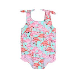 RuffleButts Fab Flamingo Tie Shoulder One Piece - 6