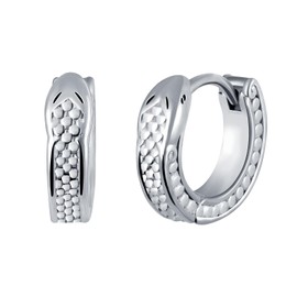 INFINIONLY Men's Women's Stainless Steel Earrings Hoops Novelty Engraved Flower Pattern Creole for Boy Fashion Piercing Earrings Creative Jewellery, Silver