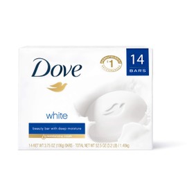 Dove Beauty Bar Gentle Cleanser for Softer and Smoother Skin with 1/4 Moisturizing Cream White More Moisturizing than Bar Soap 3.75 oz 14 Bars