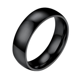 PROSTEEL Men's Black Wedding Ring, High-Gloss Polished Band, Size 59, Simple 6 mm Wide Band Ring, Partner Ring for Men, Fashion Jewellery Accessory for Christmas