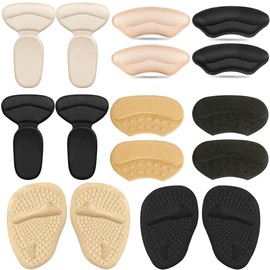 8 Pares Almohadillas de Talón y Metatarsianas para Zapatos, Plantillas para Zapatos Tacones Protector Adheribles para Mujer y Hombre, Relleno para Zapatos Grandes Cojines de Talón Gruesas Antideslizante