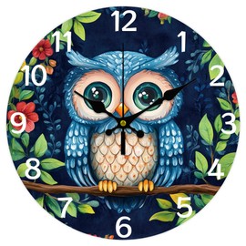 CHGCRAFT 12 Inch Owl Wall Clock Cartoon Owl Wall Clocks Battery Operated Silent Non Ticking Wall Clock Modern Decorative Clock for Home Living Room Kitchen Bedroom Office