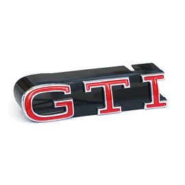 Volkswagen 1S0853679CKRR Lettering GTI Radiator Grille Emblem Logo Sign, Chrome/Red