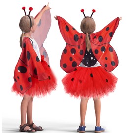 Creatoy Creatoy Girls Ladybug Costume with Lady bug toddler dress tutu and Bug Headband Animal Costumes for Kids Halloween Dress Up Clothes Birthday Party Favors Easter Gifts
