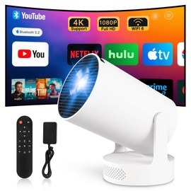 Mini Beamer Projektor 4K Tragbarer Videoprojektor WiFi 6 Android 11 Full HD unterstützt für Telefon/PC/Lap/Stick, HDMI Heimkino Externer Lautsprecher (HY300Ultra)