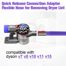 DrRobor Dryer Vent Cleaner Kit and Dryer Lint Brush Compatible with Dyson V7 V8 V10 V11 V12 V15, Flexible Dryer Lint Remover Hose Replacement Parts Attachment - Purple