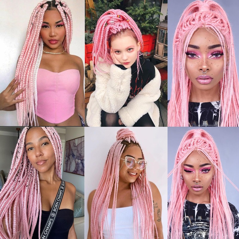 Pink Braiding Hair Pre Stretched 26 Inch 3 Packs