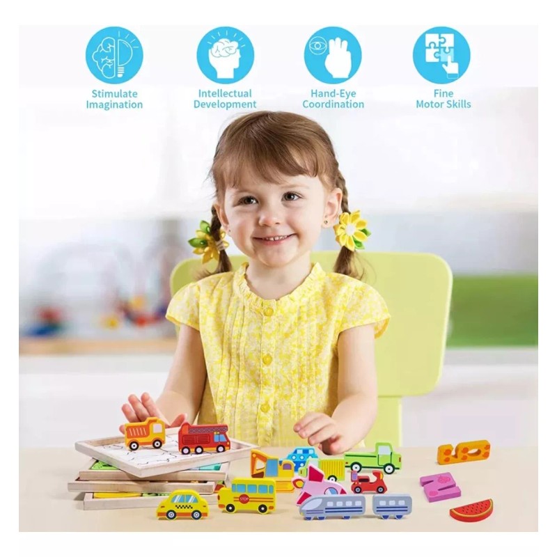 iDECOR Rompecabezas 3d Didáctico Juego Madera Infantil Preescolar