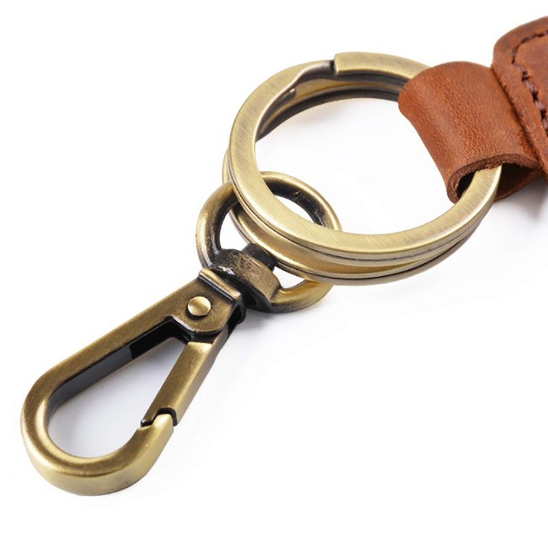 CHROME CRANE Men's Leather Cowhide Leather Cord Key Ring Retro