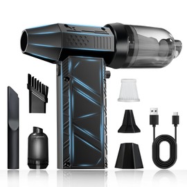 URPOW Plumero de Aire Comprimido, Soplador Eléctrico 140000RPM, 2 en 1 Plumero & Aspirador Comprimido Recargable, Pistola de Aire con Control de Velocidad Cntinuo, para PC,Muebles,Coche