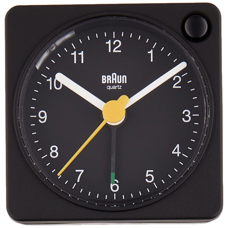 BRAUN/Brown Analog Alarm Table Clock BC02XB, Black, Modern