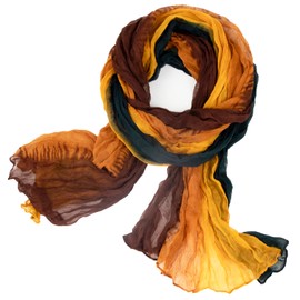 Gloop Women's Scarf Light Long Scarf with Colour Gradient Various Colours, Yellow/brown/dark green