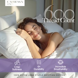 Carressa Linen California King Egyptian Cotton Sheet Sets - 600 Thread Count Cal King Cotton Sheet Set (4 PC, Plum Purple), Extra Soft, Cooling, 16" Deep Pocket Sateen Weave Luxury Hotel Bed Sheets