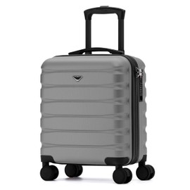 Flight Knight Carry On Suitcase 18x14x8 Hardside Built In TSA Lock & USB Port Lightweight Luggage Silent Double Spinner Wheels Maximum Underseat Carry-On Bag For American & United Approved Airlines