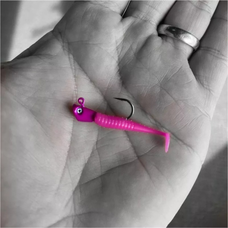 Dynamic Lures Micro Swimbait, Paddle Tail MICRO ATTACK (Pink) 1.5"