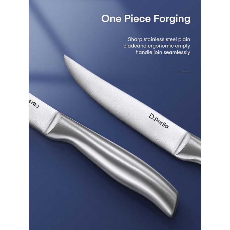 D.Perlla Steak Knives, Super Sharp Straight Edge Steak Knife Set