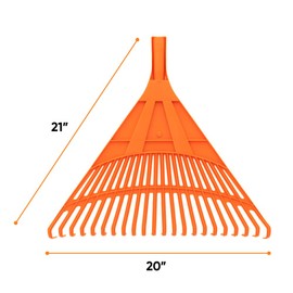 Superio Adult Rake Replacement Head, Durable Plastic Head to Sweep Leaves in Lawn and Tidying Up The Garden, Orange