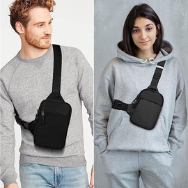 Sling Chest Crossbody Bag, Men's Chest Bag with Adjustable Shoulder Strap, Waterproof Chest Bag Shoulder Bag Men and Women Shoulder Bag for Travel, Hiking, Cycling, Running, Black, black