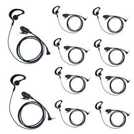 Klykon Earpiece Headset with MIC PTT 1 PIN 2.5MM for Motorola Talkabout Walkie Talkie 2 Way Radio MR350R MD200TPR MH230R MS350R MT350R MG160A MH230TPR G Shape,10 Pack