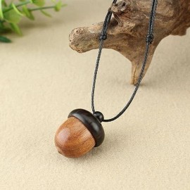 Syrios Gifts Wooden Acorn Locket Necklace, Spring time, Squirrel, Cute, Nature, Plants, Seed