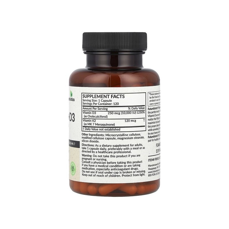 Futurebiotics, Vitamin K2 + D3, Extra Strength, 120 Capsules /