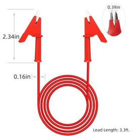2 x Crocodile Clip Test Leads, Double-Sided Crocodile Wire Cable with Insulator Clips, Test Flexible Copper Cable for Electrical Tests, 3.3 ft / 1 m