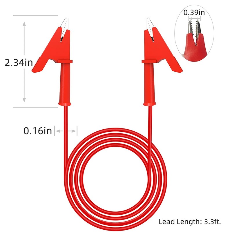 2 x Crocodile Clip Test Leads, Double-Sided Crocodile Wire Cable
